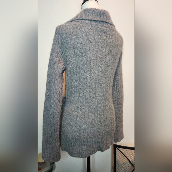 ❄️ J.Crew Alpaca & Wool Gray Cable Knit Wrap Cardigan Sweater | Large - Picture 7 of 11